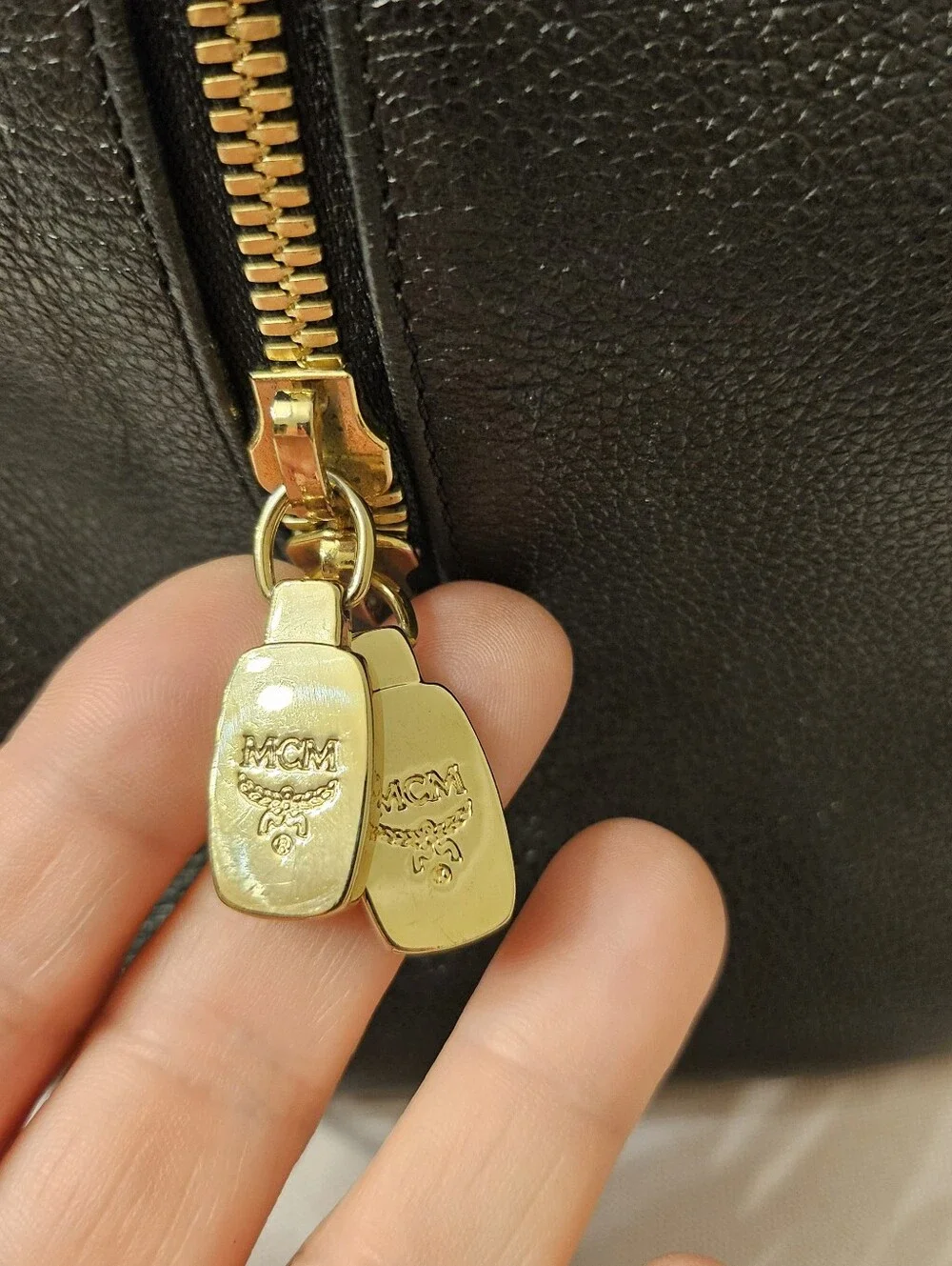 MCM Black Pebbled Leather Boston Bowler Satchel – Gold Hardware - Picture 7 of 16
